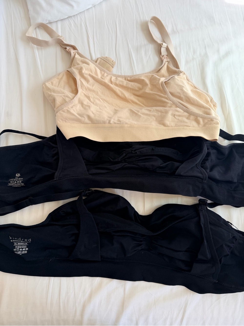 Kindred Bravely Nude and Black Nursing Bralette Set
